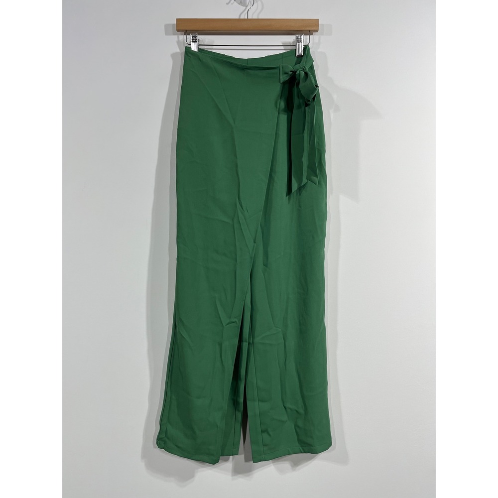 Halara Boho Retro Flowy Indie Fisherman Kelly Green Wide Leg Wrap Pants Women XS